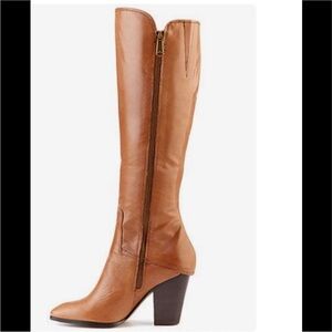 Donald J. Pliner Sandora Tall Leather Boots 8.5 Dark Tan Brown Leather EUC